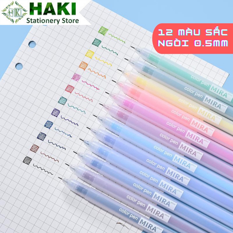 Bút mực gel Mira cute HAKI, bút viết calligraphy ngòi 0.5mm nhiều màu dễ thương B03