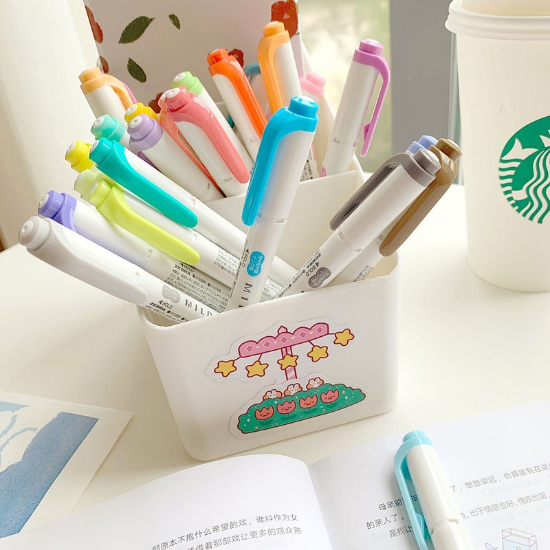 Bộ 5 Bút Dạ Quang Hai Đầu Màu Kẹo Ngọt Cho Học Sinh