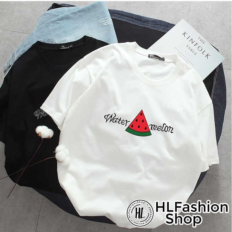 Áo thun tay lỡ form rộng hình miếng dưa hấu Watermelon, áo phông form rộng HLFashion