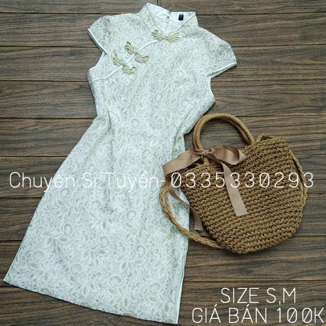 Sườn xám ren trắng