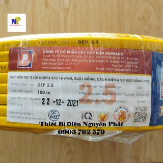 Dây đôi mềm oval dẹp, ruột đồng 2.5, cách điện và vỏ bảo vệ bằng pvc - giá bán cuộn 100m