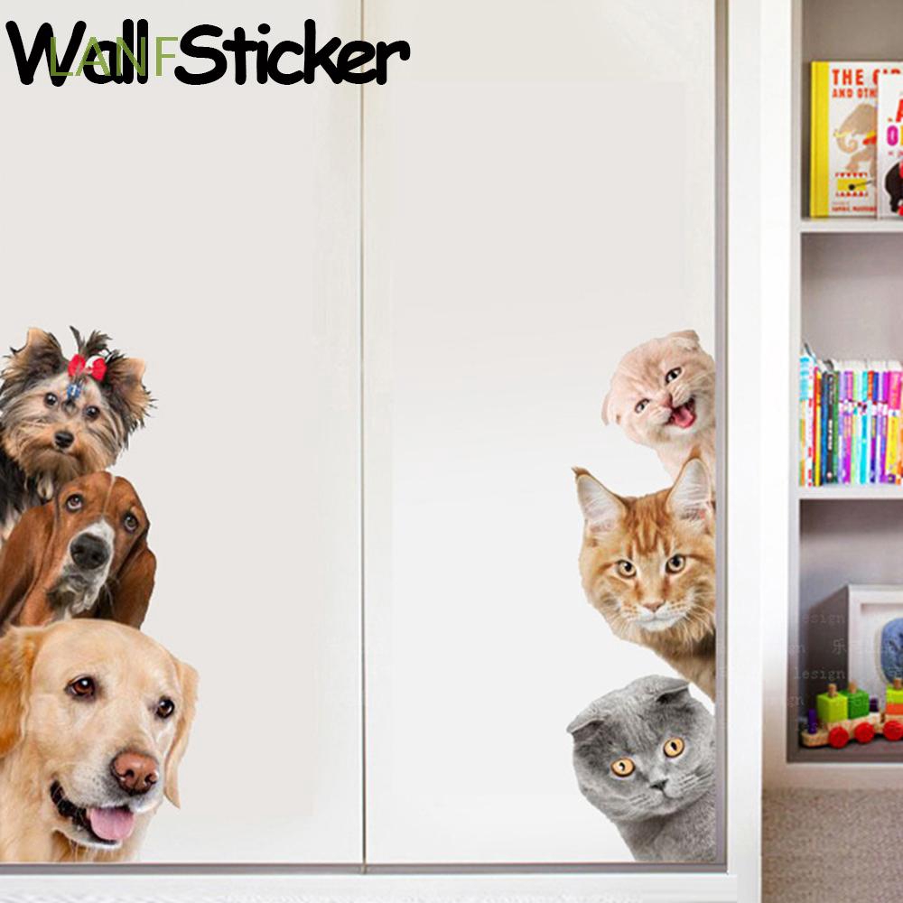 Miếng dán hình chó mèo trang trí tủ lạnh độc đáo