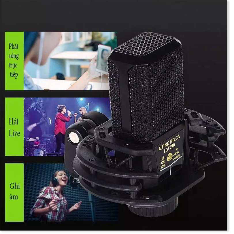 Mic Thu Âm Livestream LGT240 – Micro condenser chính hãng hát karaoke bắt âm tốt vang nhẹ siêu ấm bảo hành 12 tháng