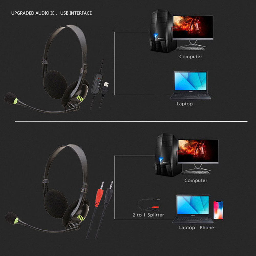 Tai nghe khóa học trực tuyến Super Bass USB Máy tính Tai nghe có micrô | BigBuy360 - bigbuy360.vn