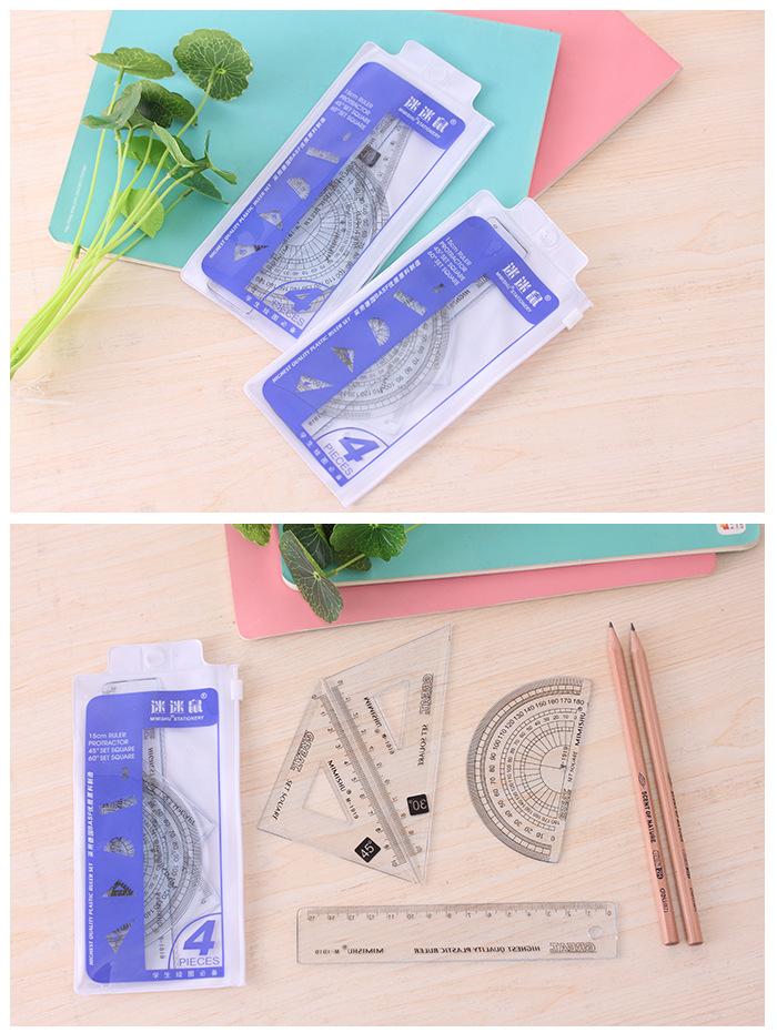 Bộ Dụng Cụ Thước Kẻ Trong Suốt Cho Học Sinh