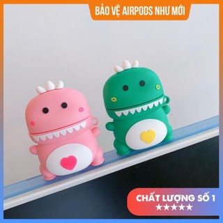 [Freeship - Ảnh Thật] Case Airpods Đẹp Khủng Long Trái Tim Chất Liệu Silicon Dẻo