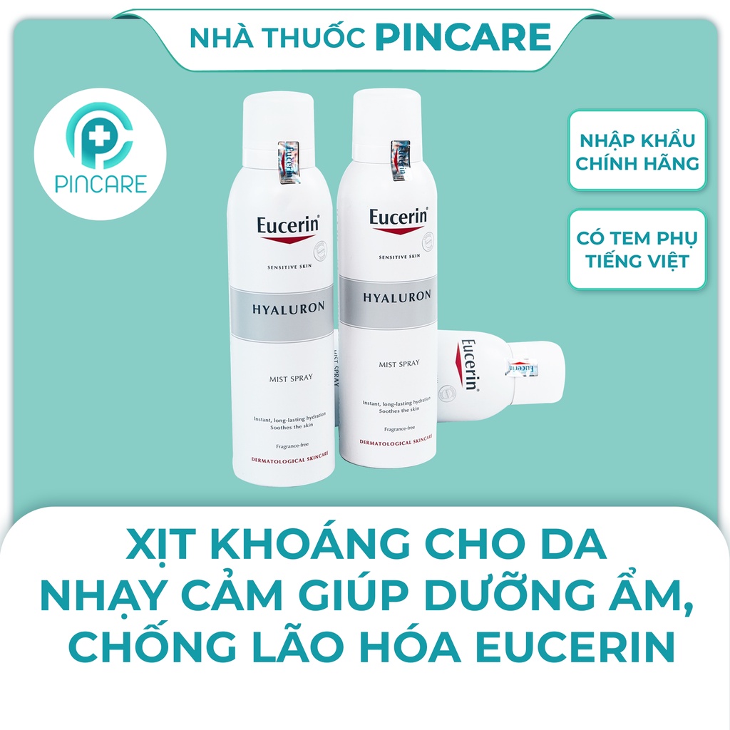 Xịt khoáng dưỡng ẩm da mặt Eucerin Hyaluron Mist Spray 150ml cho da nhạy cảm - Hàng chính hãng - PinCare