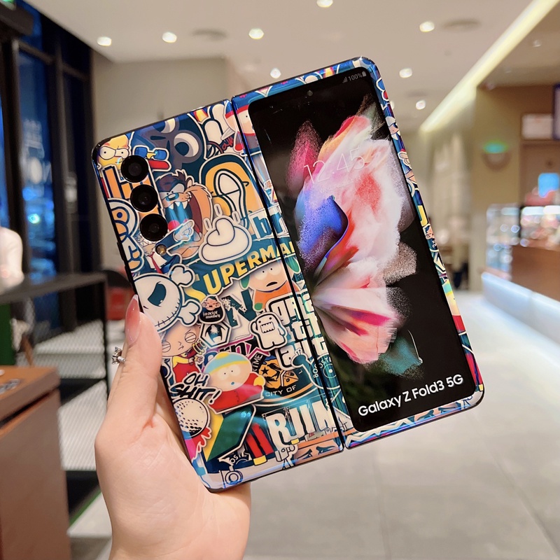 Ốp điện thoại họa tiết hoạt hình màu xanh dương thời trang cho Samsung Galaxy Z Fold 3 5G Z Flip 3 5G Z Fold 3