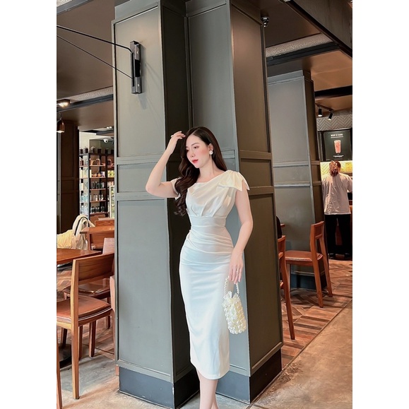 Váy body nữ dáng dài ngắn tay siêu tôn dáng a29,Váy đầm dự tiệc sang trọng công sở thiết kế tay ngắn