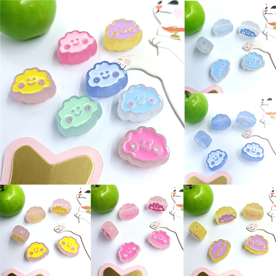 Set 5 Hạt Nhựa Trong Suốt Hình Đám Mây Cười Dùng Làm Vòng Tay/Vòng cổ Cho Bé Gái