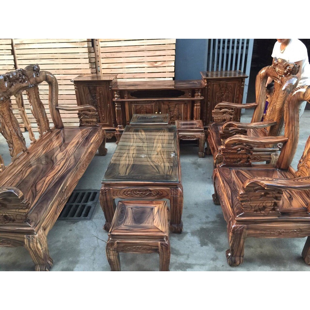 Bộ bàn ghế minh quốc Đào gỗ tràm phun giả mun