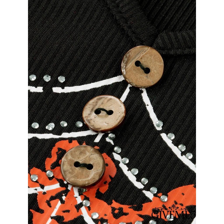 Áo thun gothic dài tay cài nút phía trước họa tiết nhện cho nữ