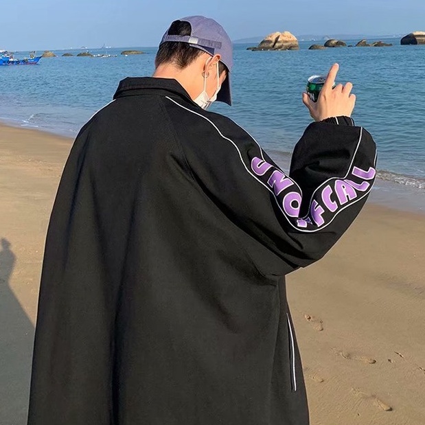 Áo Khoác Bomber Dáng Rộng In Chữ Thời Trang Hàn Quốc Cá Tính Cho Nam Nữ