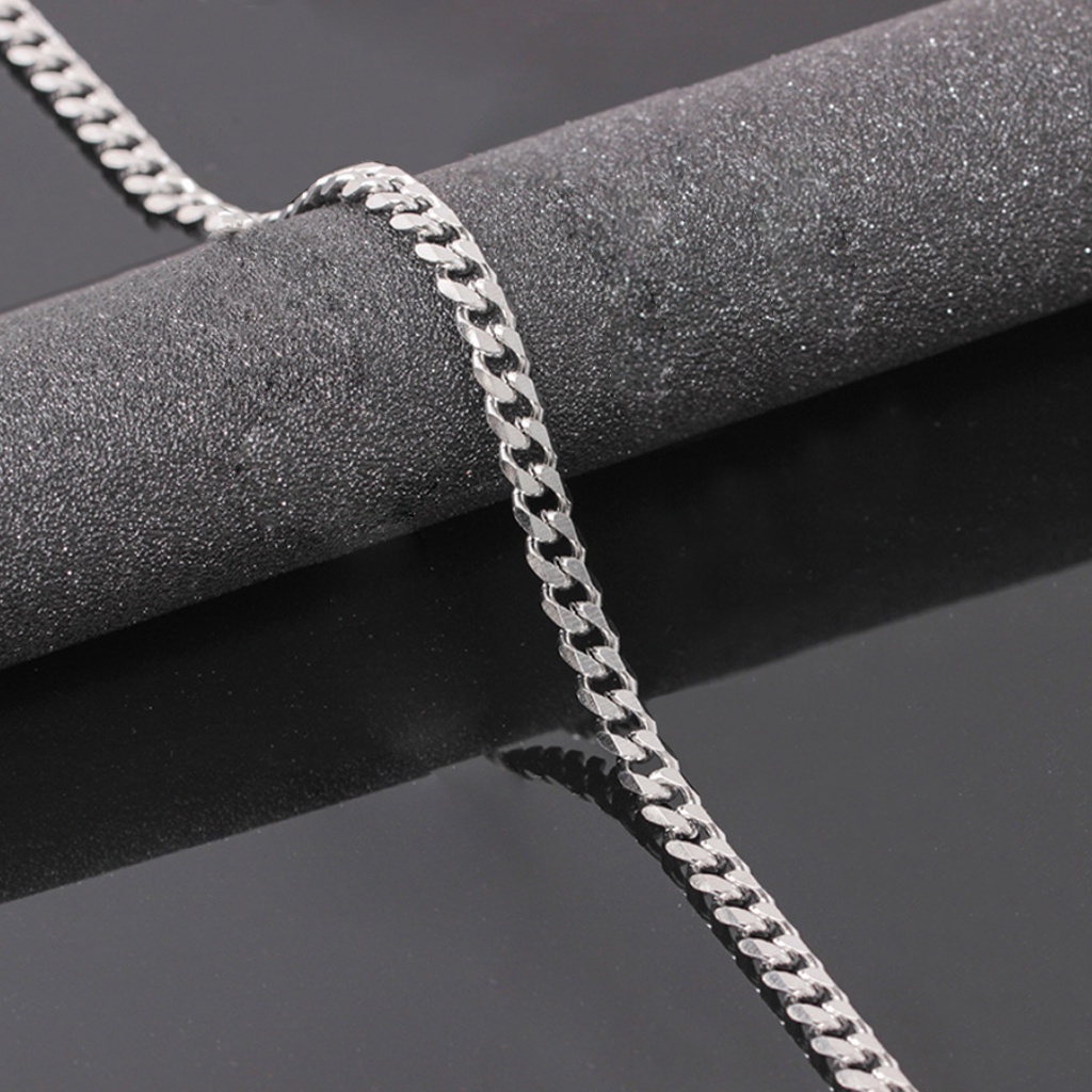 Dây chuyền nam nữ mạ bạc sáng bóng, phong cách thời trang hiphop, thép titan siêu biền không gỉ
