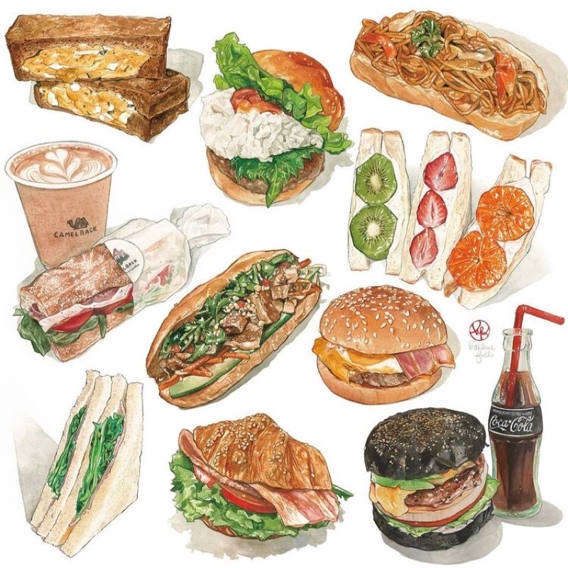 [AB15] Bộ 100 sticker món ngon dùng để trang trí điện thoại di động/ván trượt/vali không để lại dấu keo