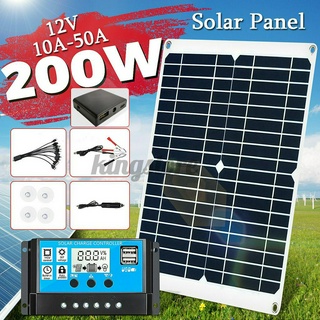 200W 12V Monocrystalline Solar Panel Charge Controller w/Dual USB for Camping