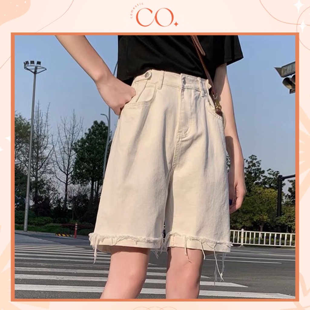 Quần short kaki nữ cạp cao ống rộng, quần sooc đùi nữ lưng cao tua gấu lưng cao ulzzang phong cách Hàn Quốc C21 | BigBuy360 - bigbuy360.vn