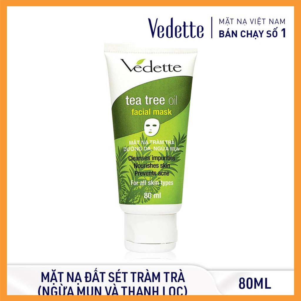 Mặt Nạ Đất Sét Tràm Trà 80ml Tea Tree Oil VEDETTE - NGỪA MỤN VÀ THANH LỌC DA - TP03009005424