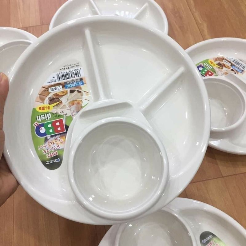 Khay Ăn Dặm Chia 3 Ngăn Cho Bé Có Kèm Khay Để Cốc, Thìa Dĩa - Hàng Nhật Khẩu Nhật