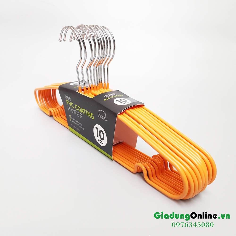 Bộ 10 Móc Treo Quần Áo Ettom Bằng Kim Loại Bọc Nhựa PVC Lock&Lock ETM391 - Hàng chính hãng