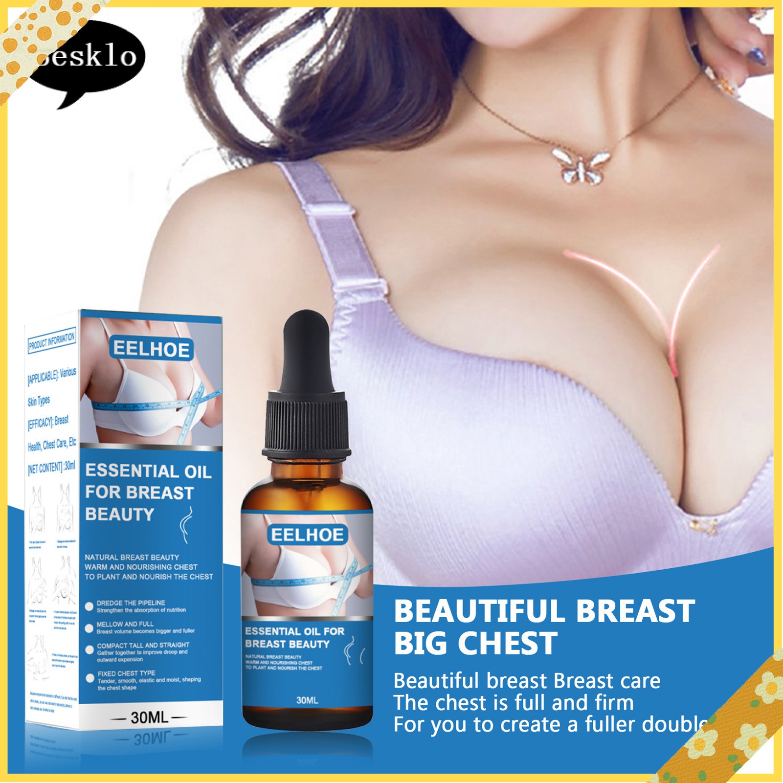 [SK] Sports  Travel Skin Care Breast Essential Oil Bust Enlarge Natural Essential Oil Skin-Friendly for Female