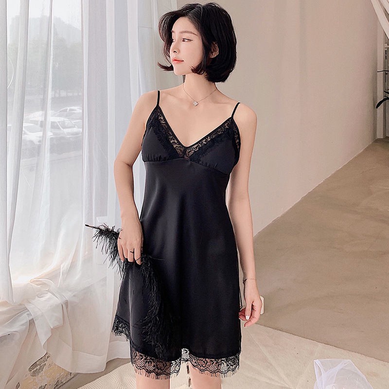 Đầm Ngủ Hai Dây Phối Ren Gợi Cảm Cho Nữ