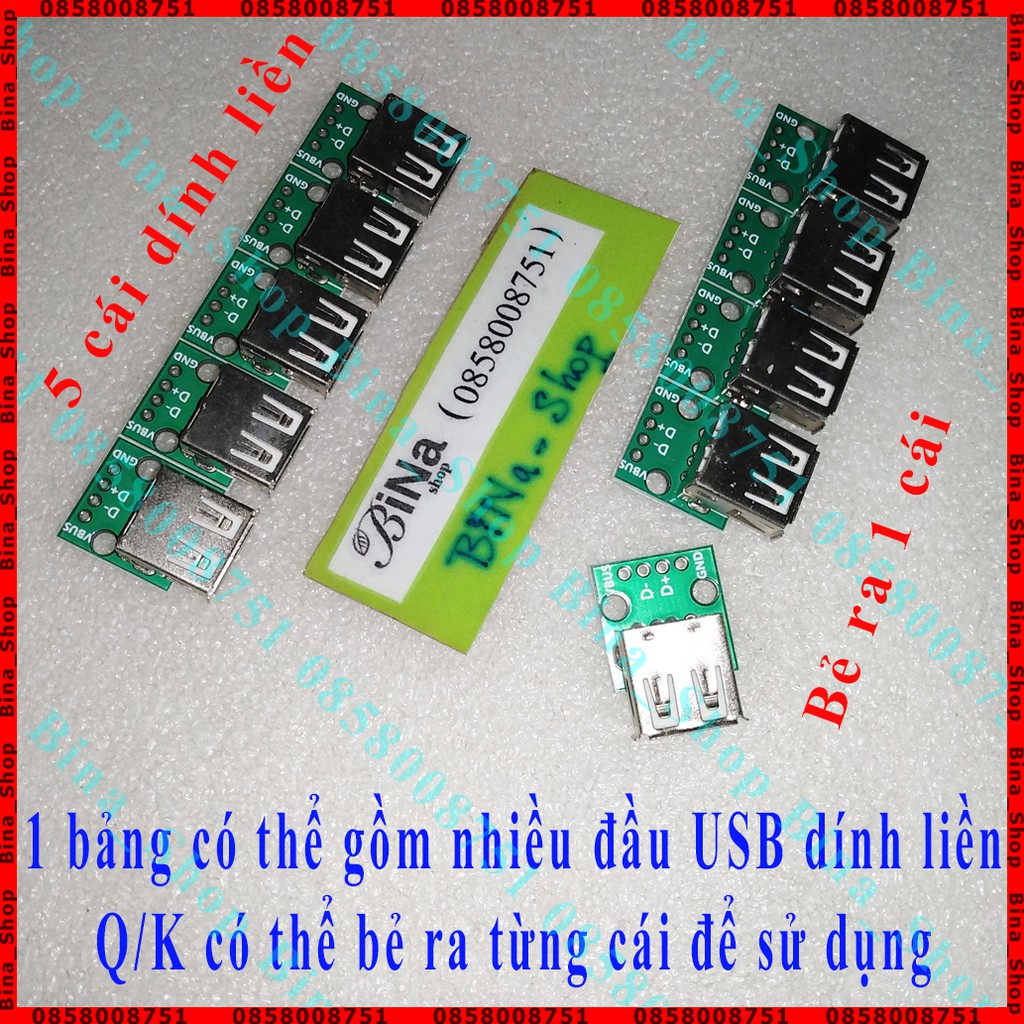 Bo chuyển USB 4P DIP board USB đực/cái