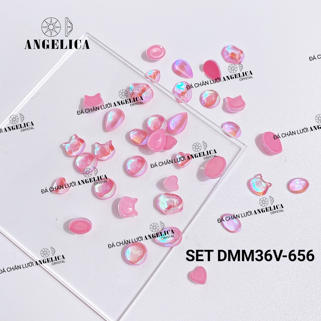 Set Mix Đá Nail Mắt Mèo Màu Pha Lê Trang Trí Móng ANGELICA KTMM36V