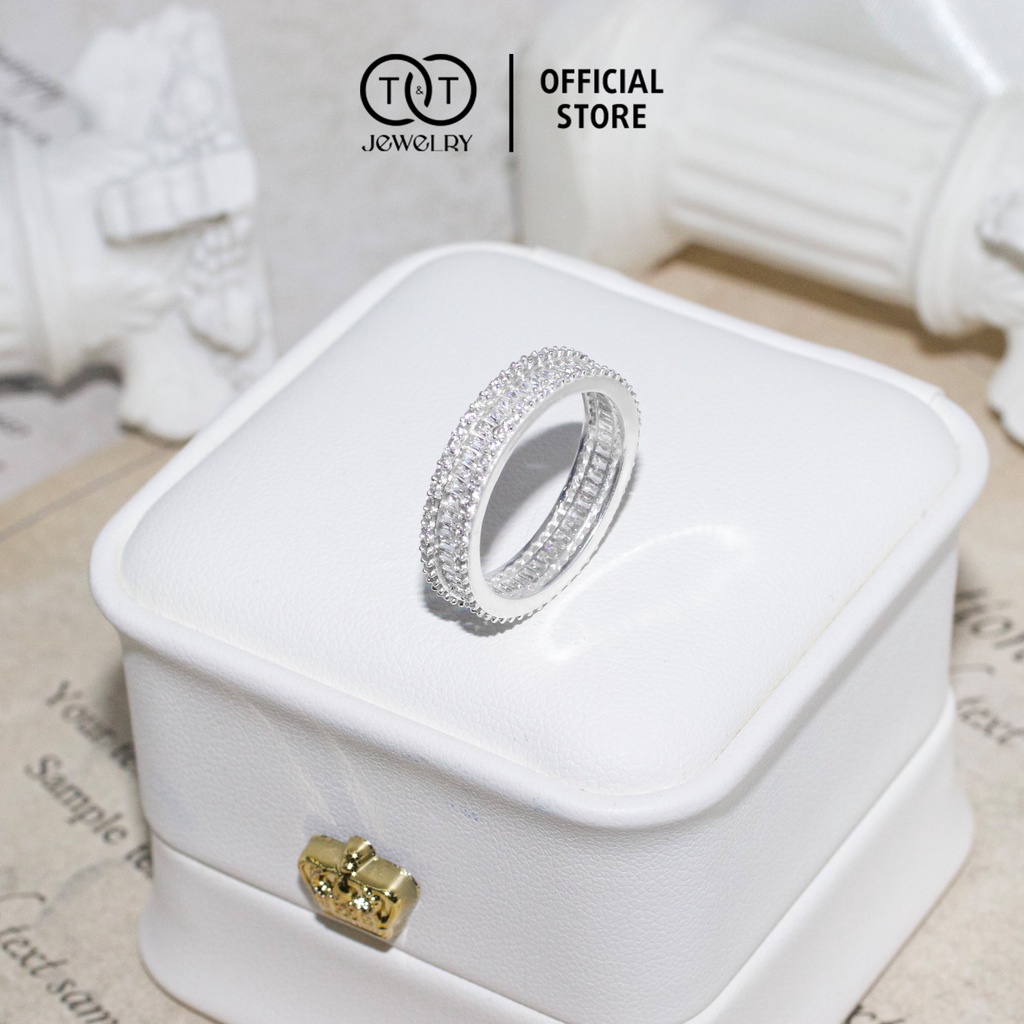 Nhẫn Bạc Nữ 3 hàng đá s925 T&amp;T Jewelry cao cấp NN021