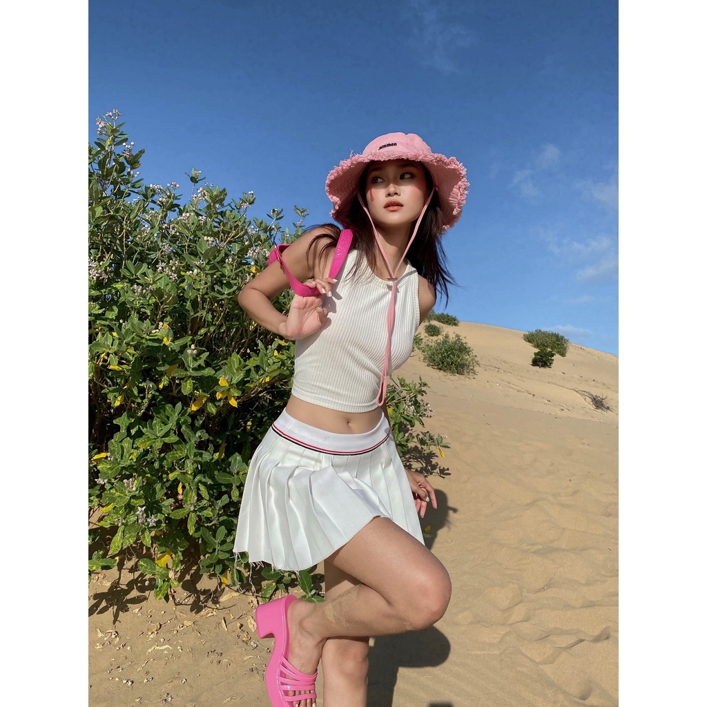 Bijou Top & Eve Skirt - Áo croptop ba lỗ hai lớp chân váy xếp ly - Thiết kế bởi Iamcoco.official