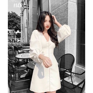 [Kèm ảnh và video chính chủ]- Đầm trắng nút ngọc