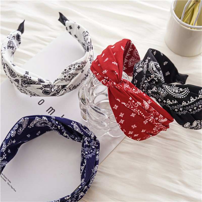 Băng Đô Vải Bản Rộng Đan Chéo Phong Cách Cổ Điển Dễ Phối Đồ Cho Nữ