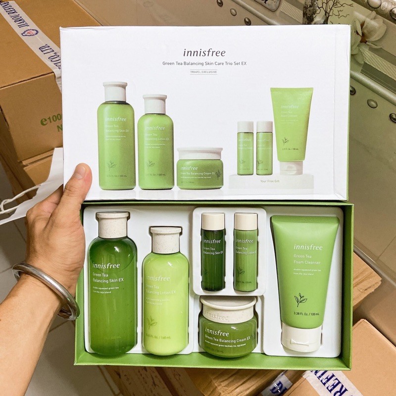 [CHÍNH HÃNG] Set Dưỡng Da Trà Xanh Innisfree Green Tea Balancing Skin Care Trio Set EX 6 in 1