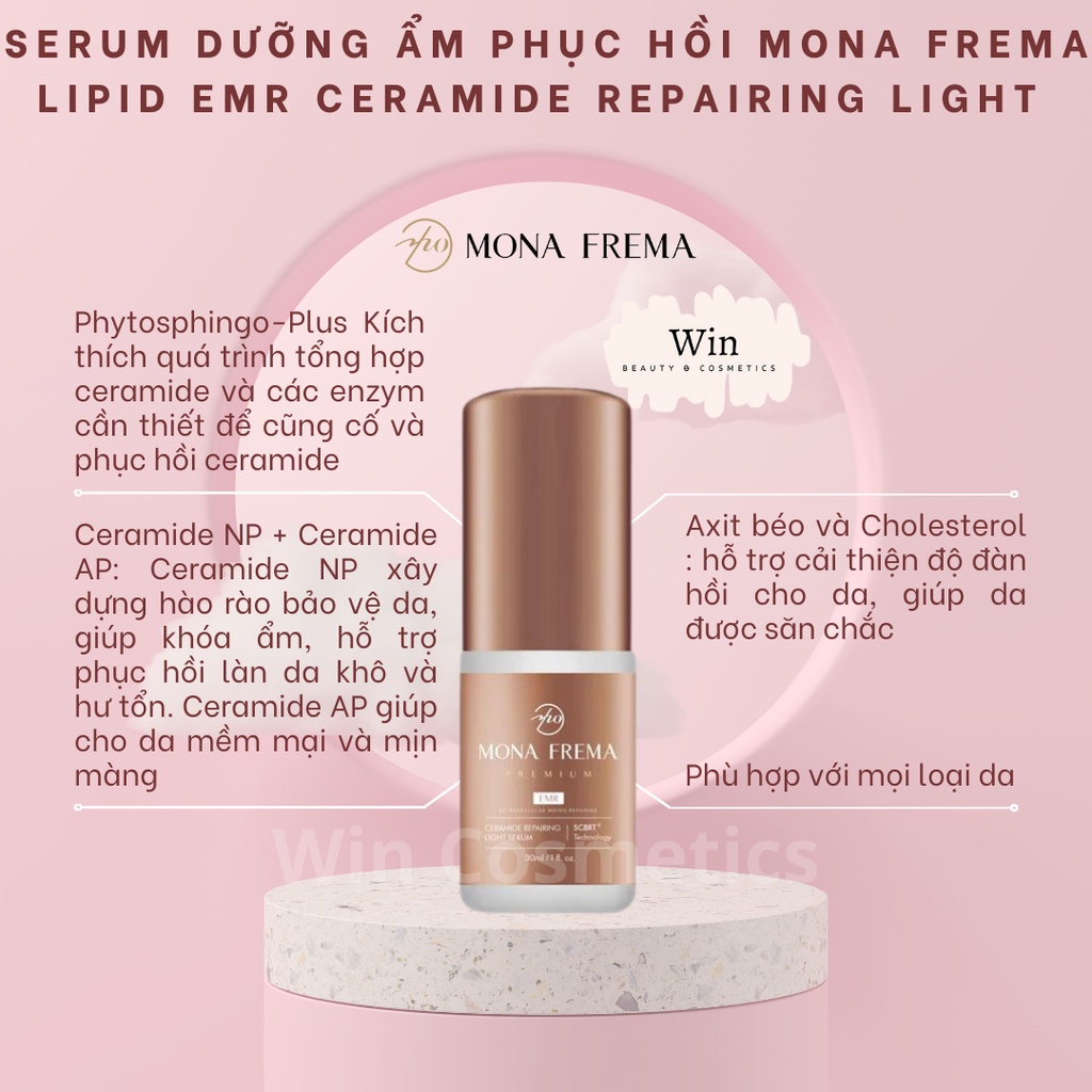 Serum Mona Frema Lipid EMR Ceramide Repairing Light Serum dưỡng ẩm phục hồi hàng rào bảo vệ da