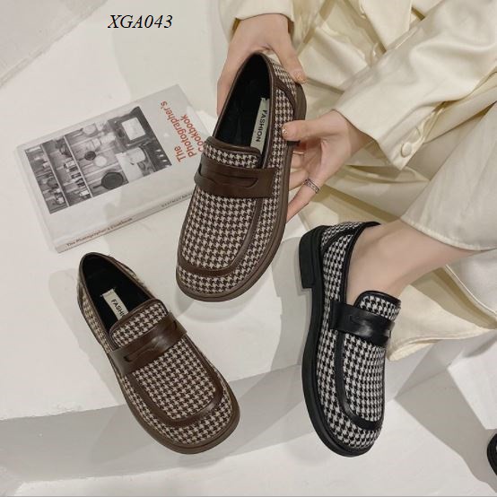 XGA043 Giày nữ vintage kẻ caro phong cách Hàn Quốc | BigBuy360 - bigbuy360.vn