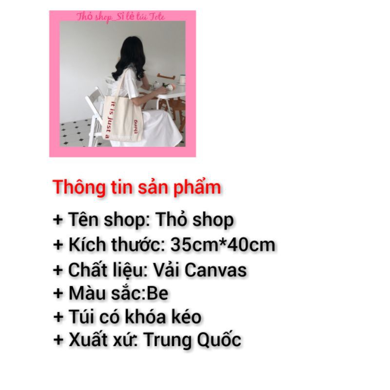 Túi vải Ulzzang_Túi tote TEMPORARY phong cách Vintage siêu đẹp( có khóa miệng)