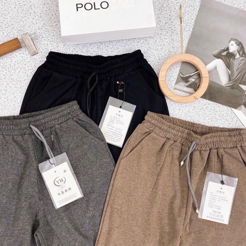 Quần jogger và baggy dạ tăm loại 1 dày dặn ấm áp bo gấu trẻ trung phong cách dễ phối đồ mặc đi chơi đi ngủ nhà T.CHIC