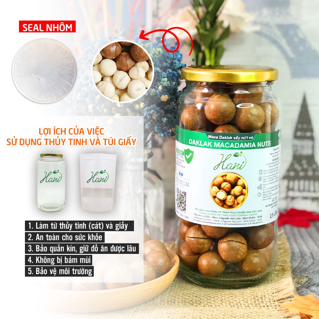 500g Hạt macca Tây Nguyên Sấy Nứt (Có Tặng Dụng Cụ Tách Vỏ)  HANI FOOD