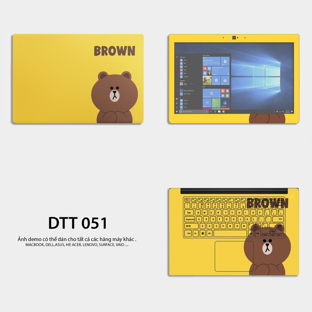 Miếng Dán Skin Laptop - Mẫu Gấu Nâu- Có Mẫu Dán cho Dell, Hp, Asus, Lenovo, Acer, MSI, Surface,Vaio, Macbook | BigBuy360 - bigbuy360.vn