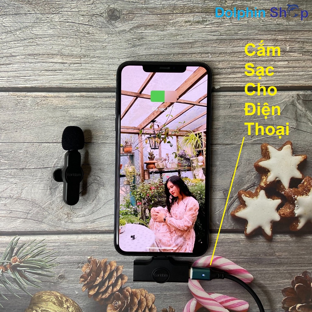 Mic Thu Âm Không Dây Cài Áo Earldom MC3 Dành Cho iPhone 13 Pro Max, 12 Pro, 11, X, 8 Plus, 7, 6