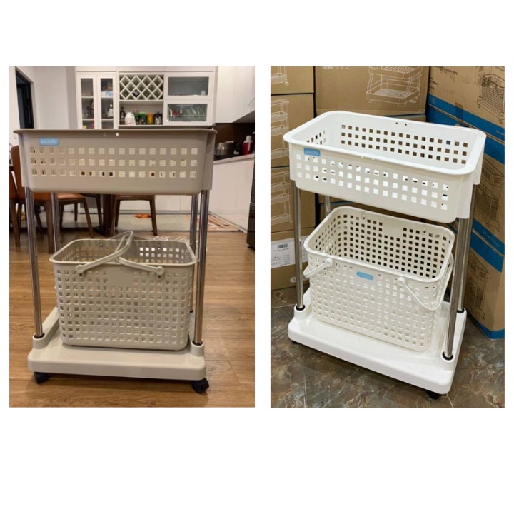 Kệ giặt di động Nachi - kèm giỏ đựng đồ, bánh xe xoay 360 độ chịu lực đến 40kg. không giòn gãy