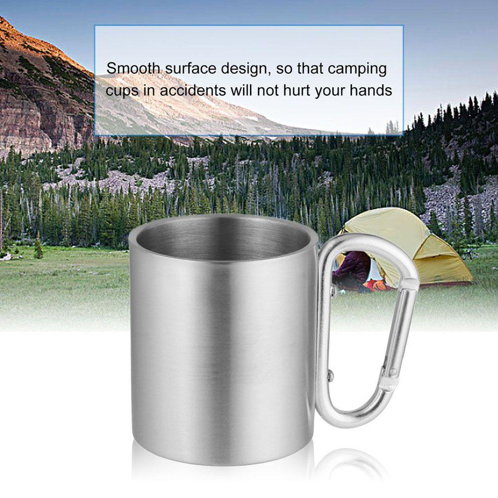 Cốc Uống Nước Bằng Thép Không Gỉ Thiết Kế Nhỏ Gọn Tiện Dụng Mang Theo Du Lịch / Cắm Trại