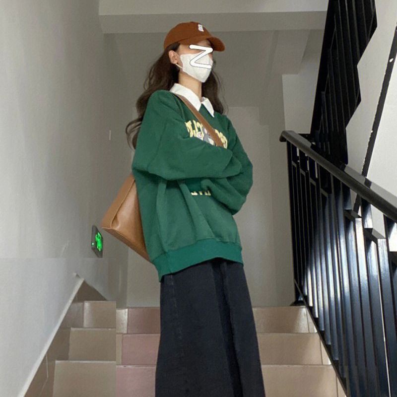 COZOK Áo sweater Tay Dài In Họa Tiết vintage Hợp Thời Trang