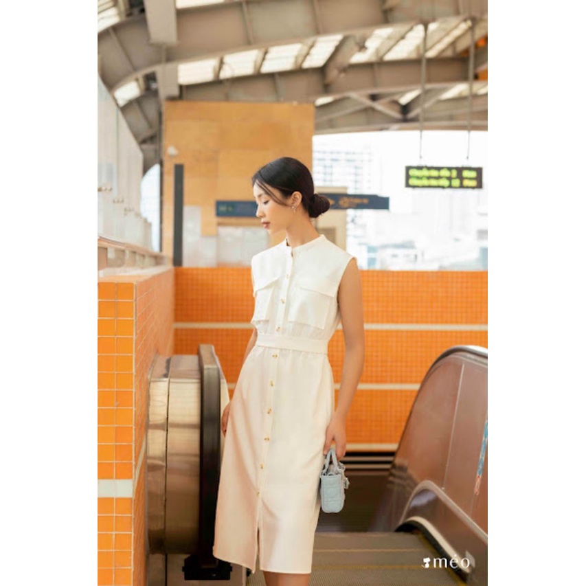 Váy liền nữ Méo shop phong cách công sở cổ tròn dáng dài Lade