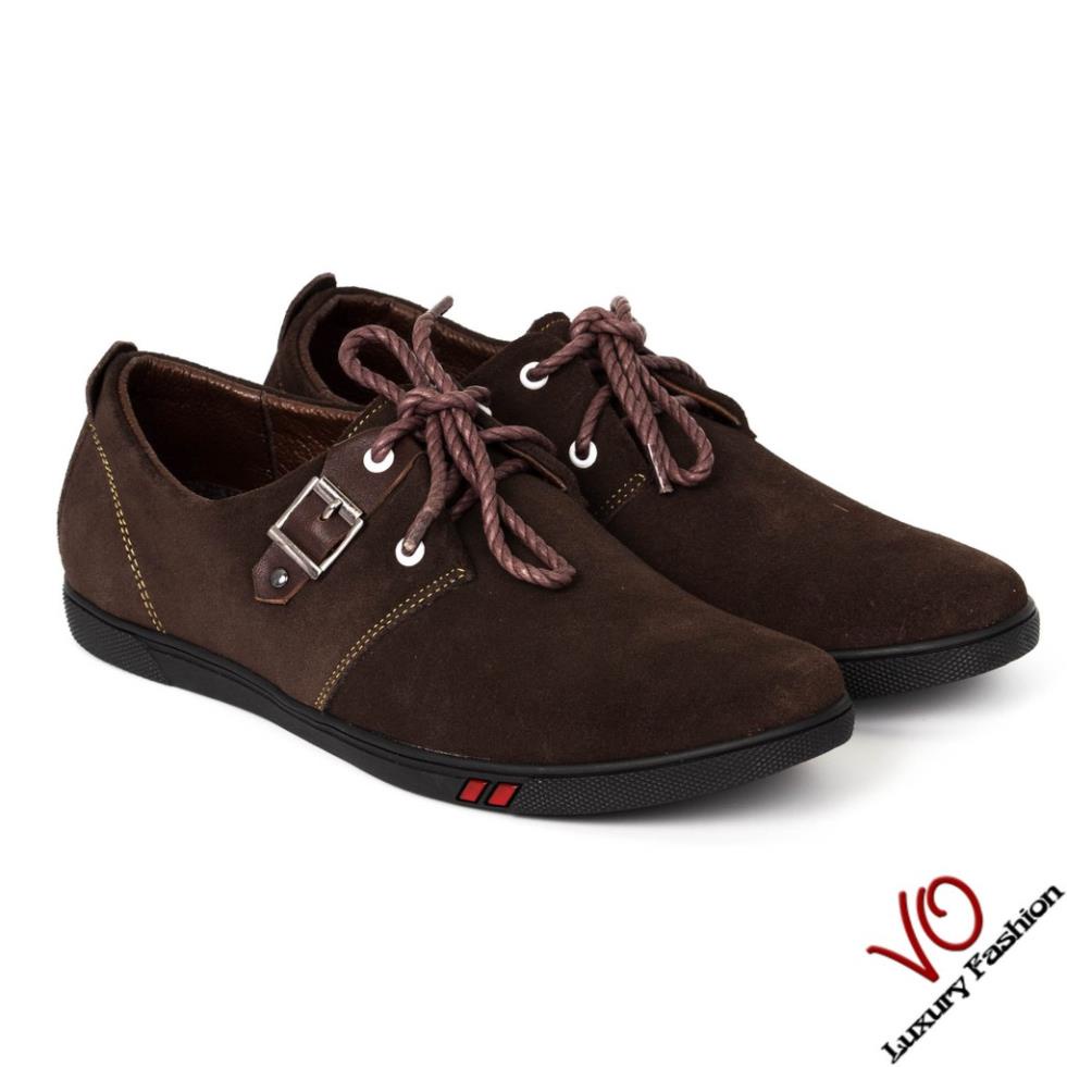 Giày thể thao da bò(da lộn) màu nâu phong cách VO KT458 SDI