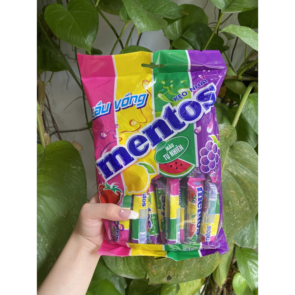 Kẹo Nhai Mentos Mini Cầu Vồng Hương Trái Cây (Gói 24 thỏi)