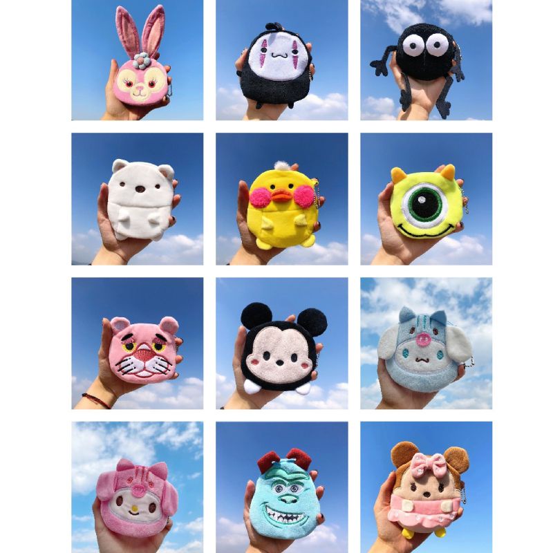 New Disney Sanrio Mini Coin bag plush Peripheral Plush Cartoon Cute Animal Coin Purse Accessories girl gift