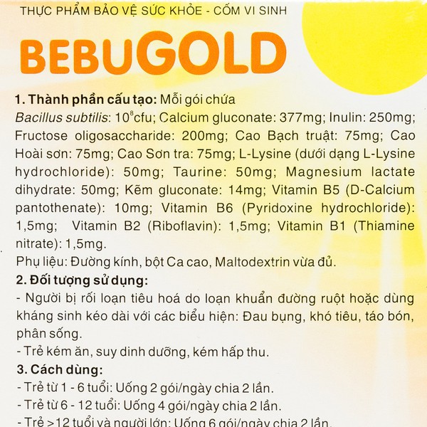 ✅(CHÍNH HÃNG) Cốm vi sinh Bebugold - Hỗ trợ tăng cường tiêu hóa, giúp ăn ngon, hấp thu tốt (Hộp 15 gói)