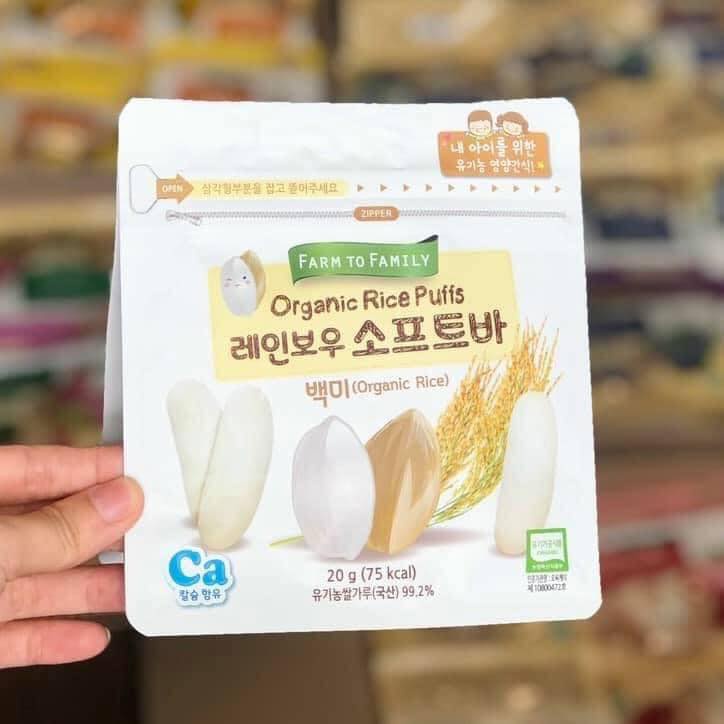 Bánh gạo ăn dặm hữu cơ bổ sung canxi Farm To Family 20gr