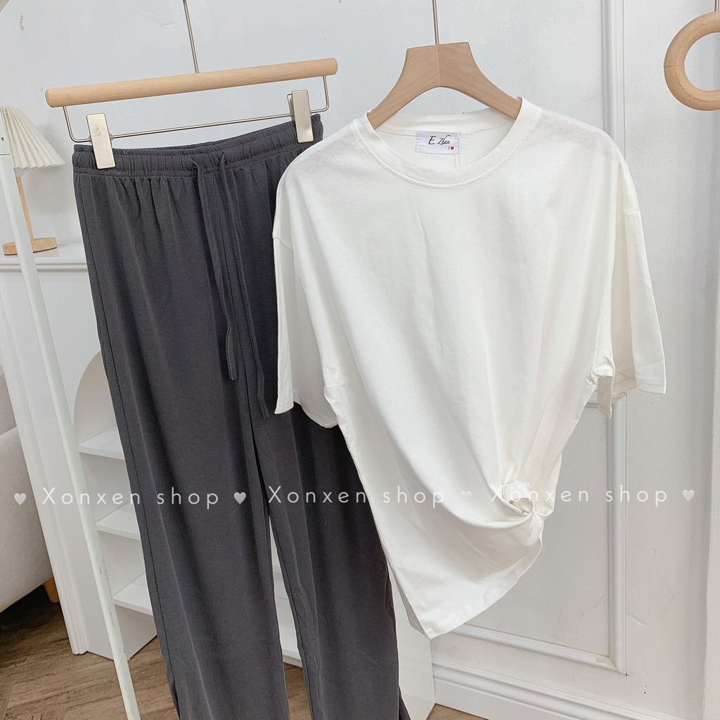 Quần dài nữ quần thun ống rộng chuẩn form chất thun gân mịn XONXEN SHOP freesize mã 1615